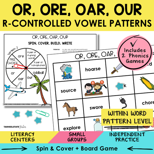 OR, ORE, OAR, OUR R-Controlled Vowel Patterns Sort 31 Within Word Pattern Games cover
