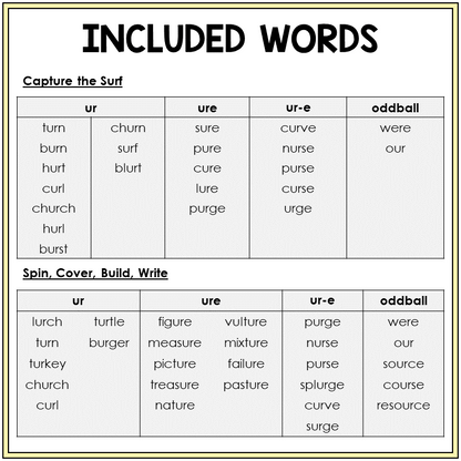 Word list for UR, URE, and UR-E games, Sort 32