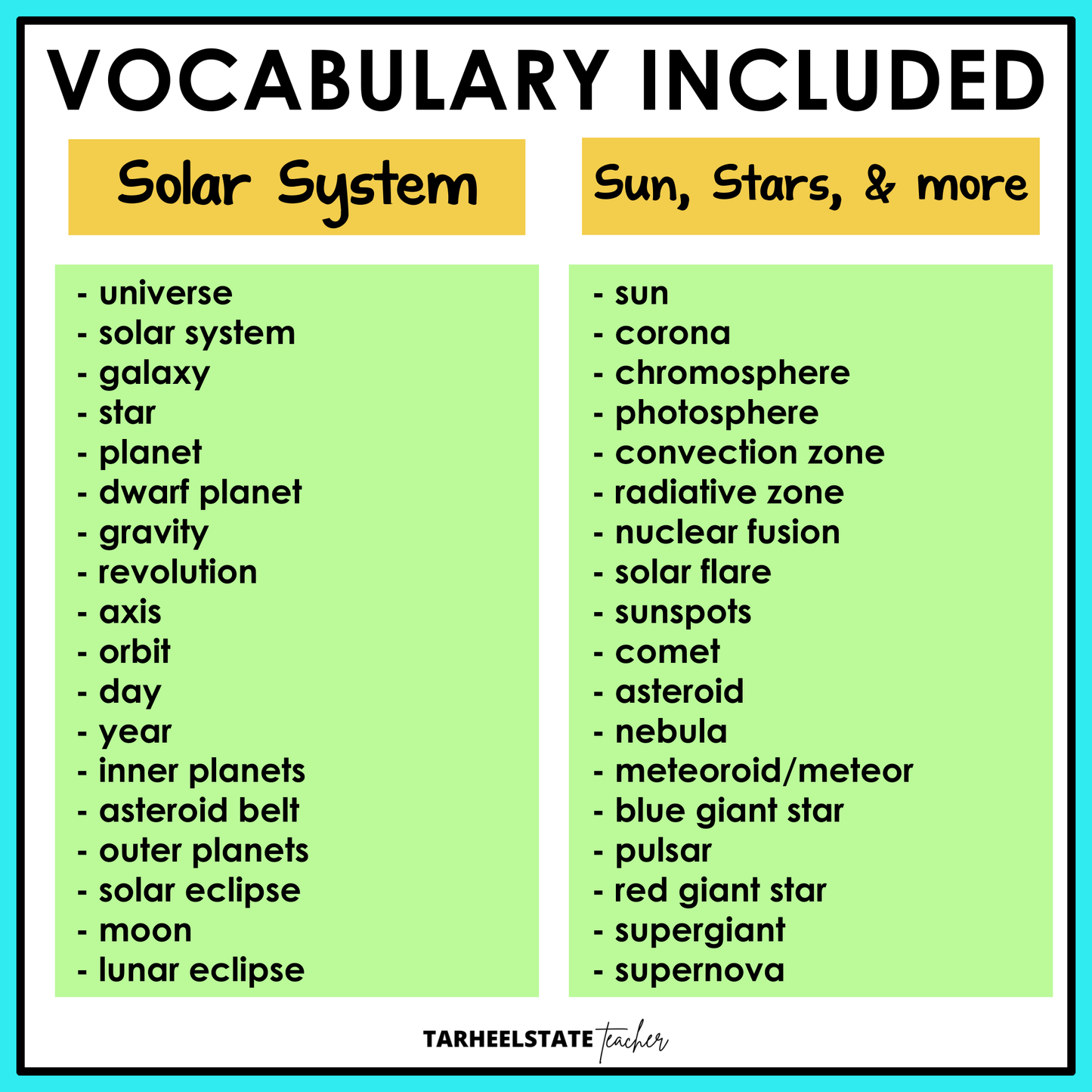 List of vocabulary related to the solar system and astronomy 