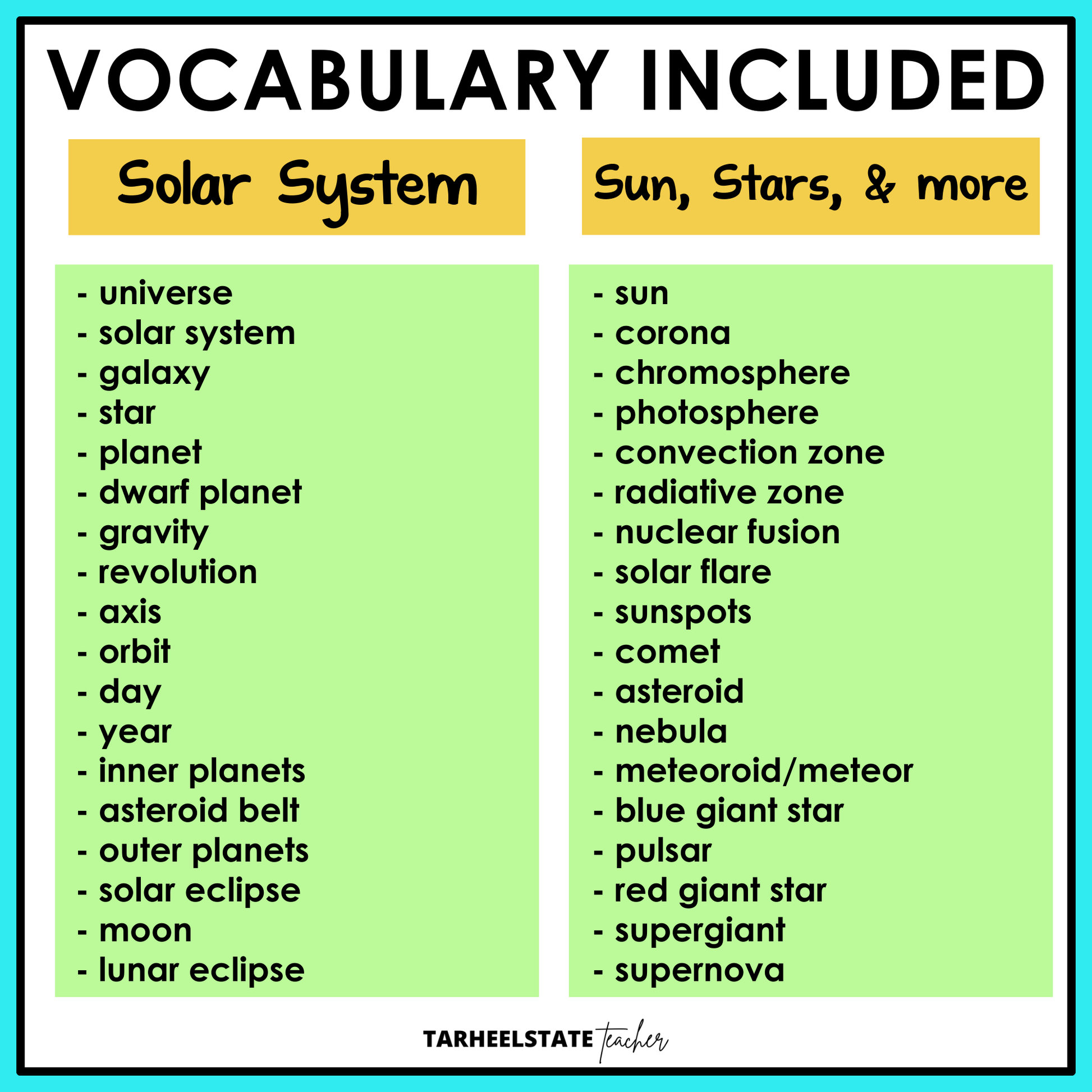 List of vocabulary related to the solar system and astronomy 