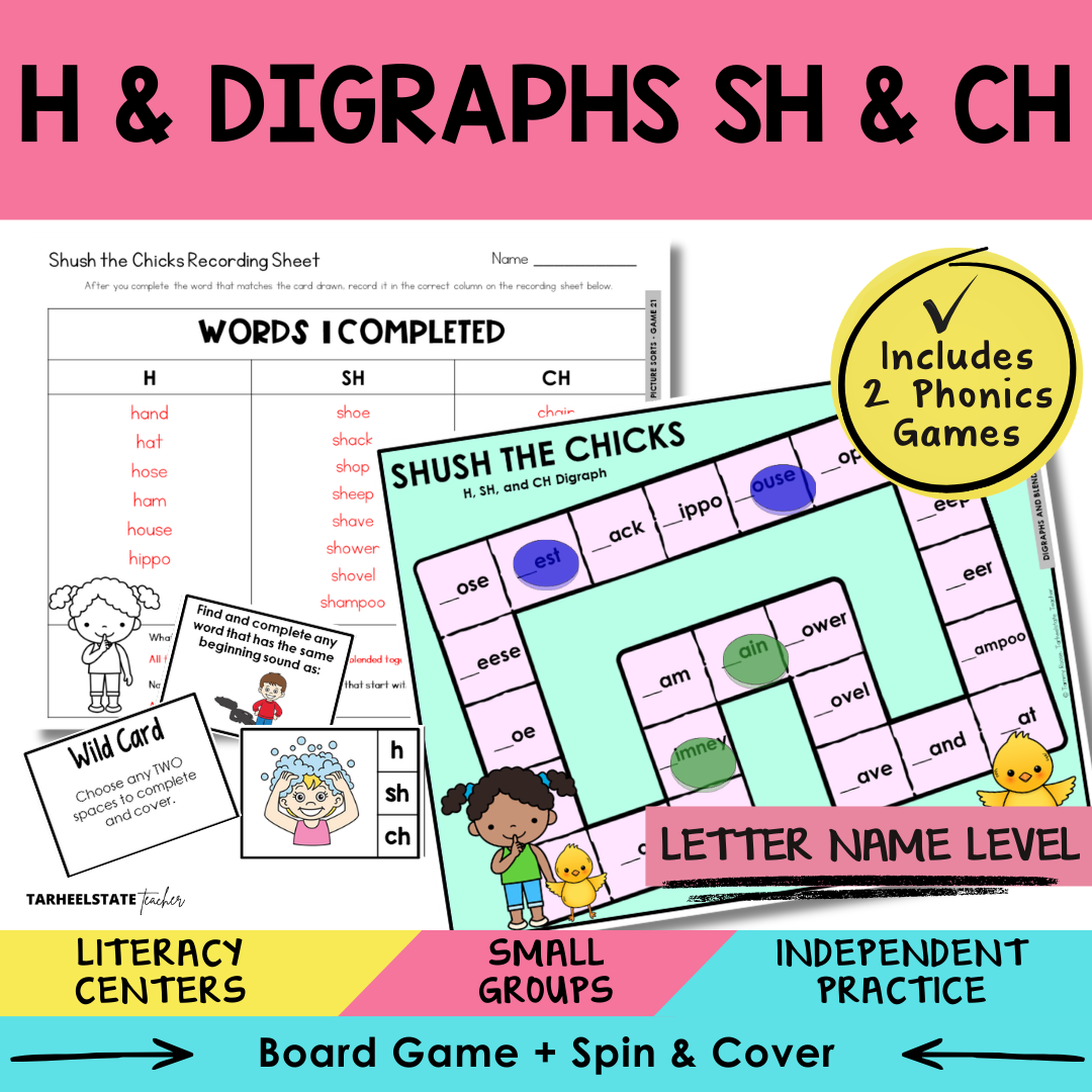 H & Digraphs SH & CH Sort 21 Letter Name Games cover