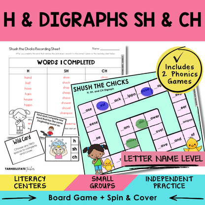 H & Digraphs SH & CH Sort 21 Letter Name Games cover