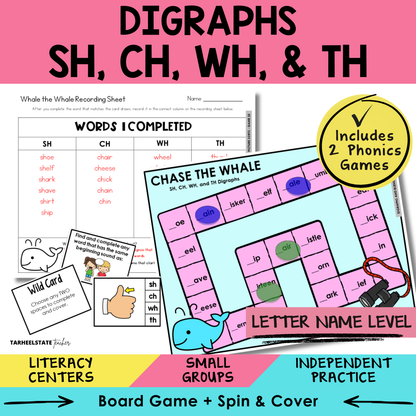 Digraphs SH, CH, WH, & TH Sort 23 Letter Name Games cover