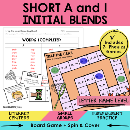 Short A and I Initial Blends Sort 48 Letter Name Games cover