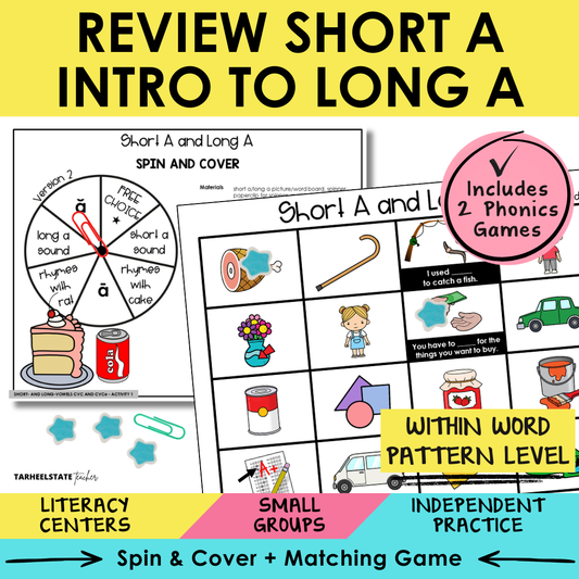 Review Short A & Intro to Long A Sort 1 Within Word Pattern Games cover