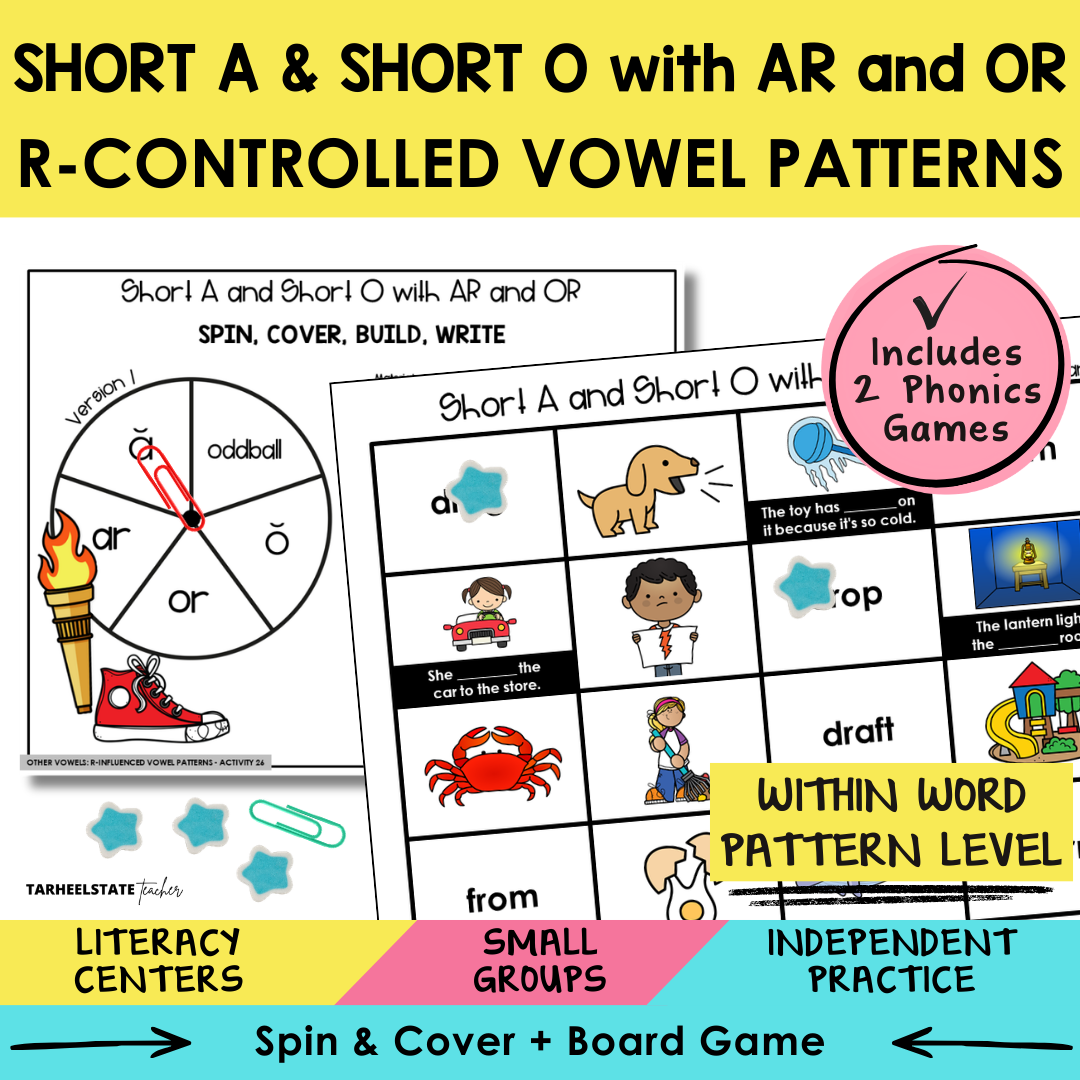 Short A & Short O with AR and OR R-Controlled Vowel Patterns Sort 26 Within Word Pattern Games cover