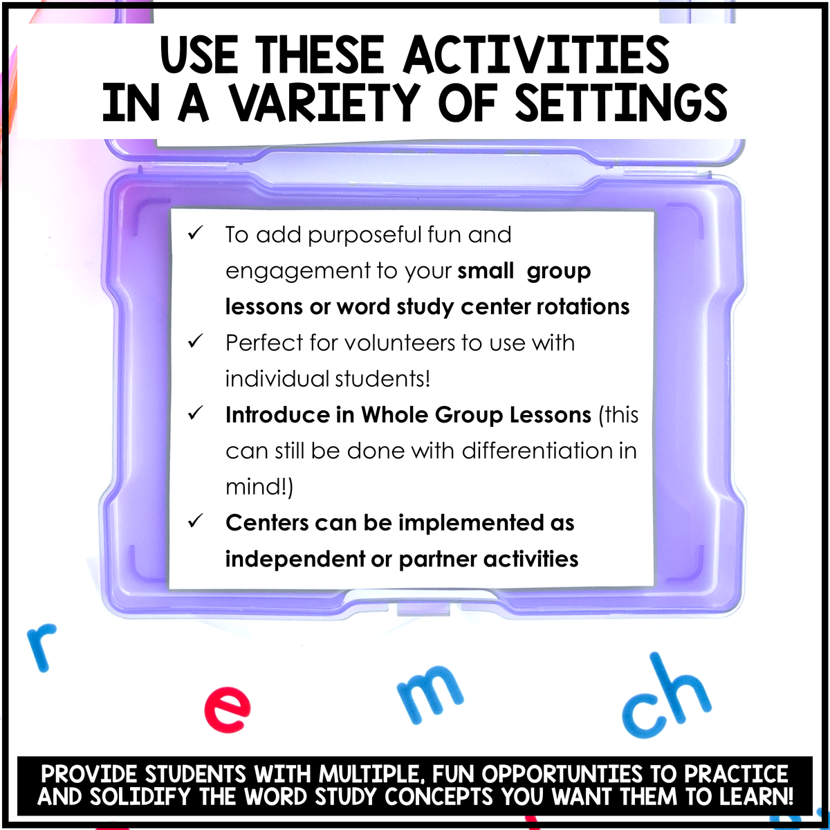 Ways to use word study games in small groups and centers