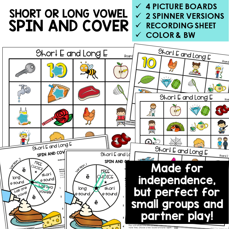 Spin and Cover picture boards and spinners for Short E and Long E