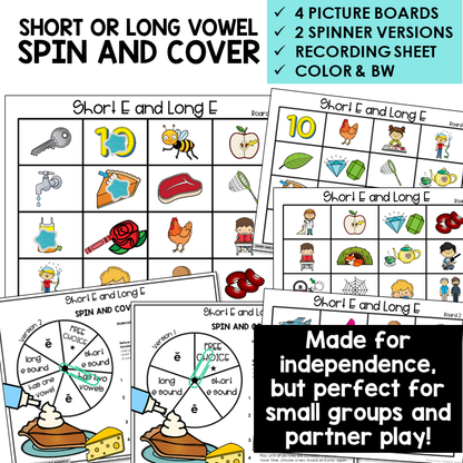 Spin and Cover picture boards and spinners for Short E and Long E