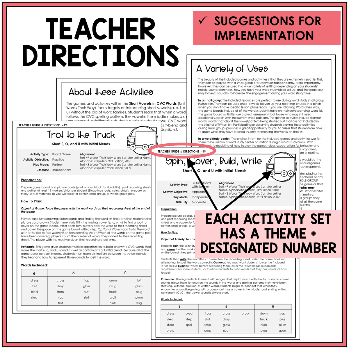 Teacher directions and ideas for extending the picture boards