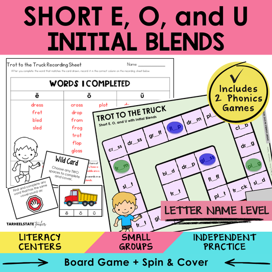 Short E, O, and U Initial Blends Sort 49 Letter Name Games cover