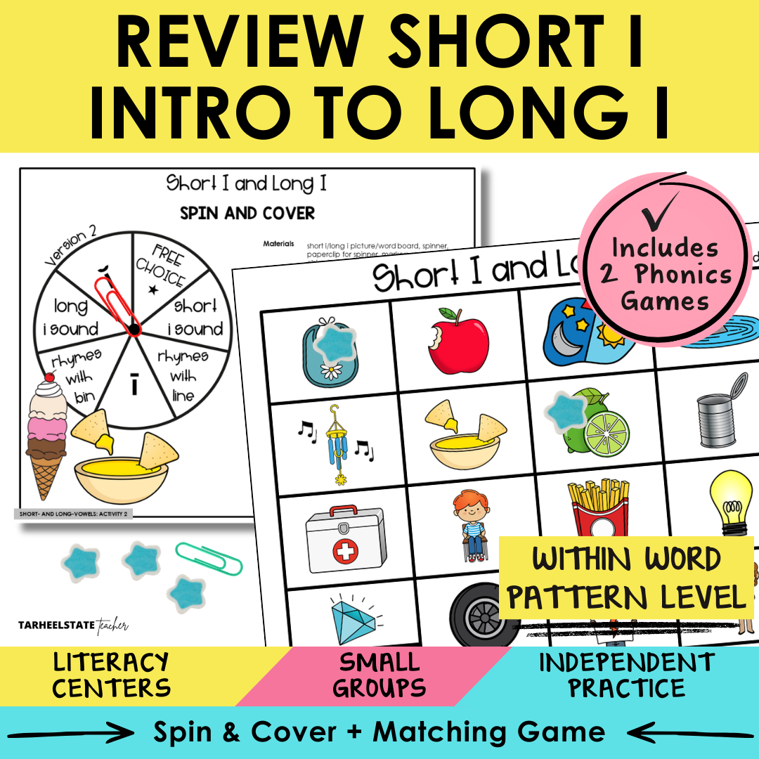 Review Short I & Intro to Long I Sort 2 Within Word Pattern Games cover