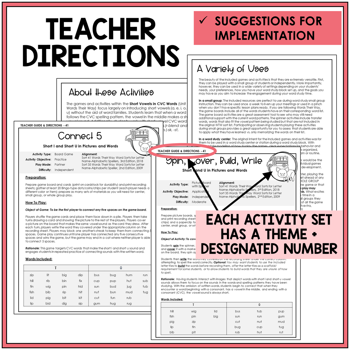 Teacher directions and ideas for extending the picture boards