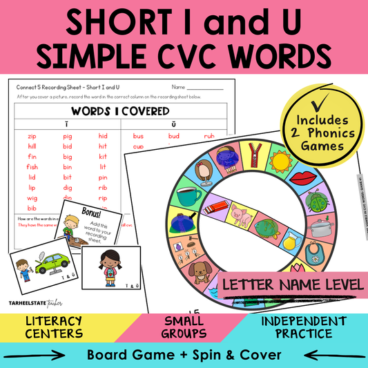 Short I and U Simple CVC Words Sort 41 Letter Name Games cover
