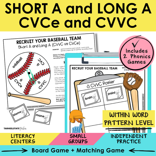 Short A & Long A CVCe and CVVC Sort 13 Within Word Pattern Games cover