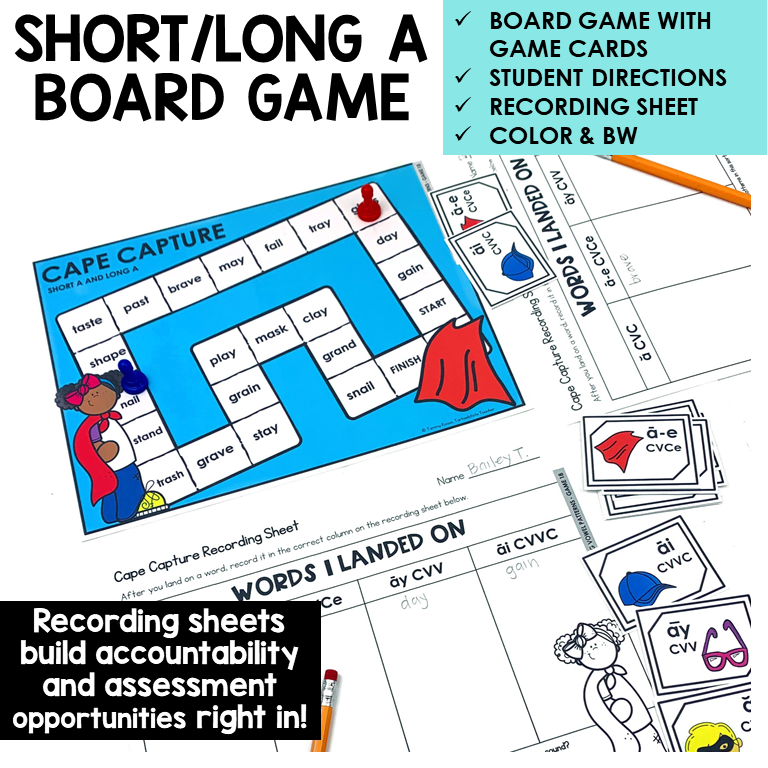 Short A and long A spelling games preview 3