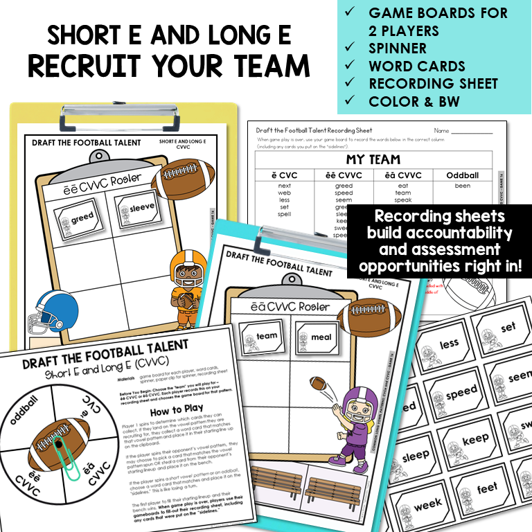 Draft the Football Talent board game with spinner and recording sheet