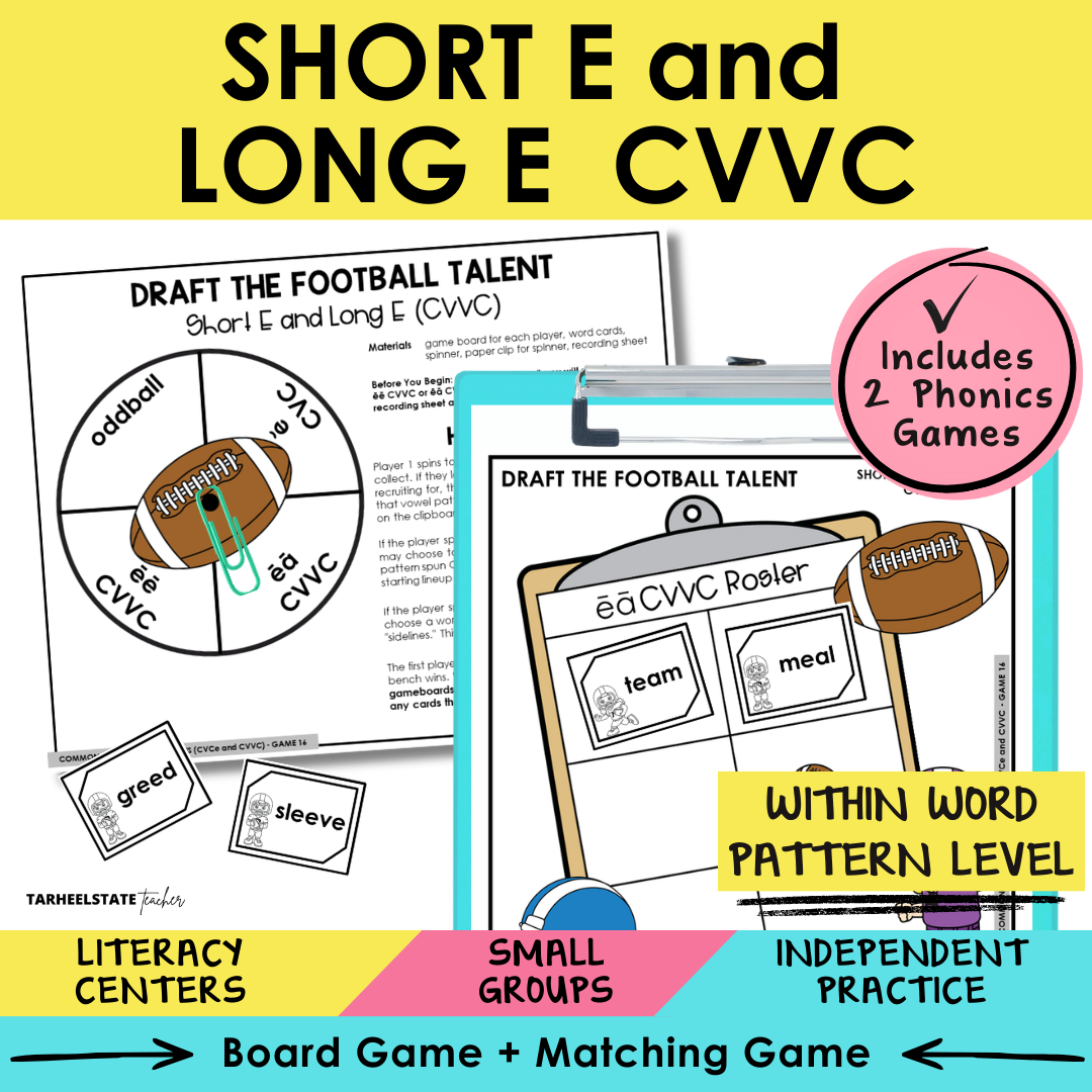 Short E & Long E CVVC Sort 16 Within Word Pattern Games cover
