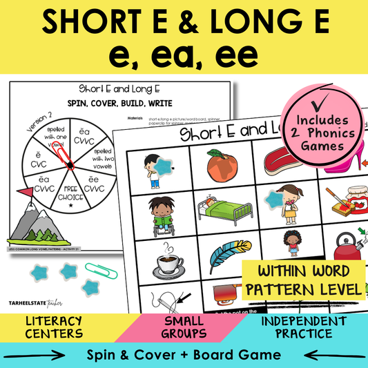 Short E & Long E E, EA, EE Sort 21 Within Word Pattern Games cover