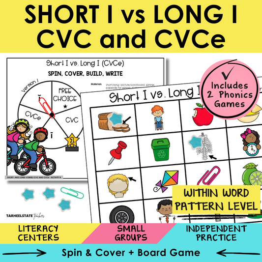 Short I vs Long I CVC and CVCe Sort 8 Within Word Pattern Games cover