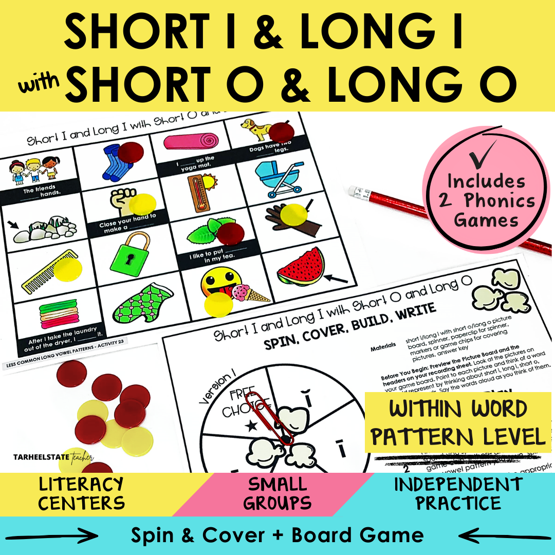 Short I & Long I with Short O & Long O Sort 23 Within Word Pattern Games cover