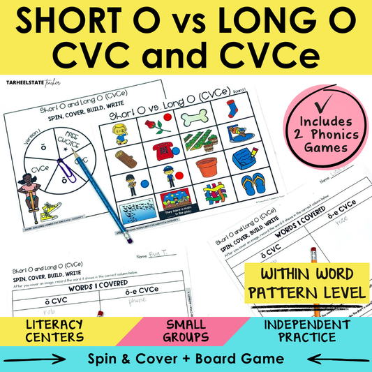 Short O vs Long O CVC and CVCe Sort 9 Within Word Pattern Games cover