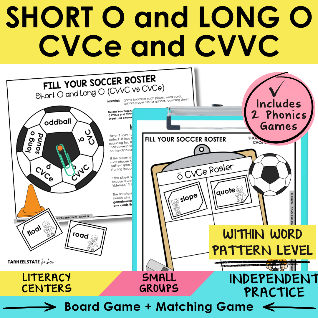 Short O & Long O CVCe and CVVC Sort 14 Within Word Pattern Games cover