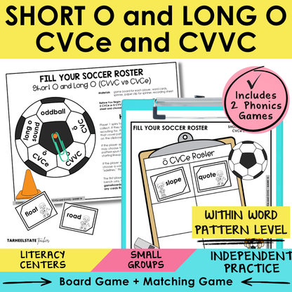 Short O & Long O CVCe and CVVC Sort 14 Within Word Pattern Games cover