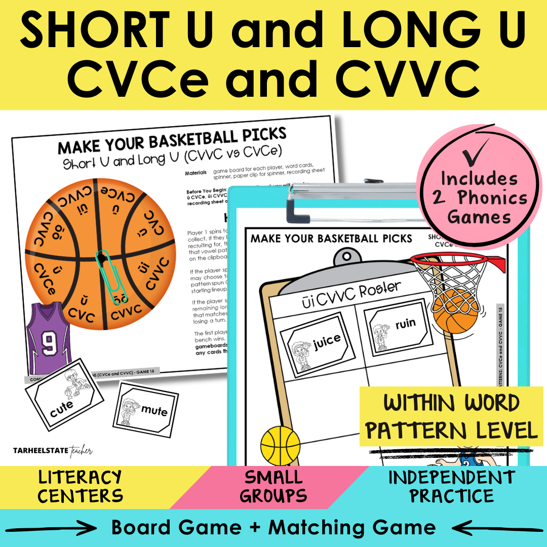 Short U & Long U CVCe and CVVC Sort 15 Within Word Pattern Games cover