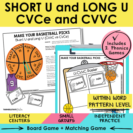 Short U & Long U CVCe and CVVC Sort 15 Within Word Pattern Games cover