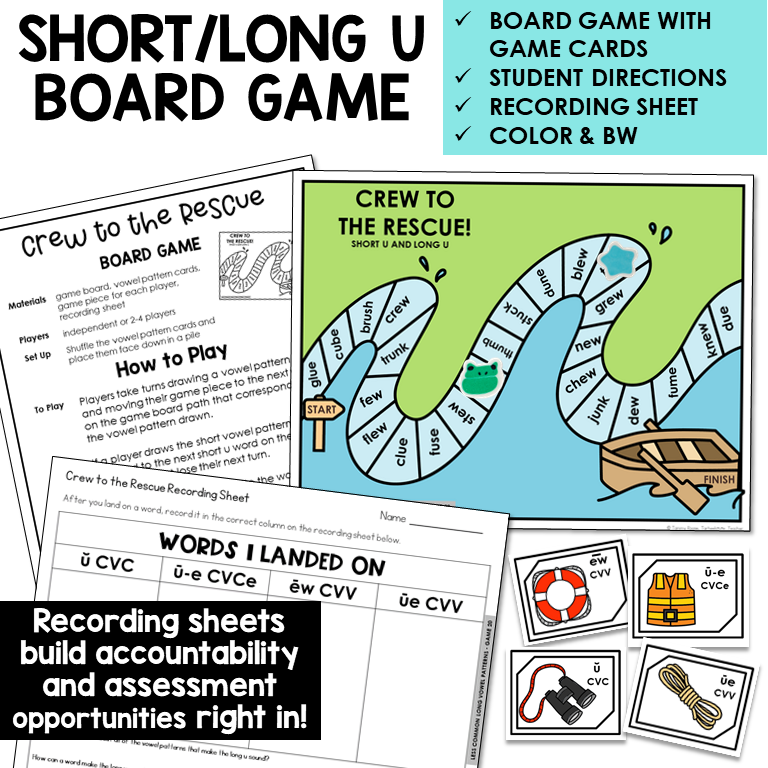Crew to the Rescue game board, cards, and directions