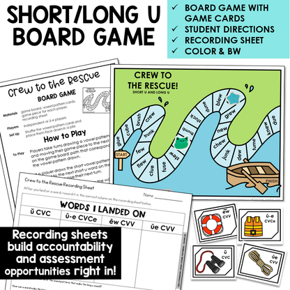 Crew to the Rescue game board, cards, and directions