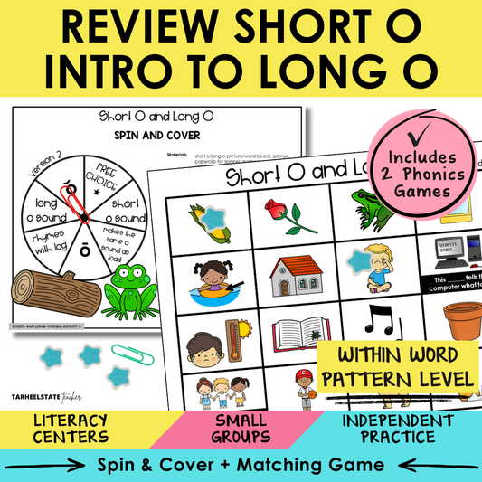 Review Short O & Intro to Long O Sort 3 Within Word Pattern Games cover
