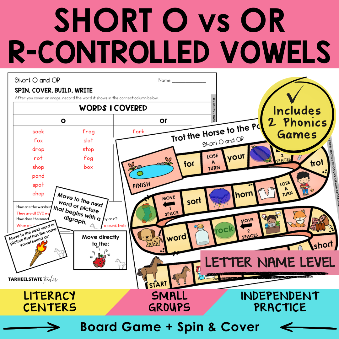 Short O vs OR R-Controlled Vowels Sort 58 Letter Name Games cover