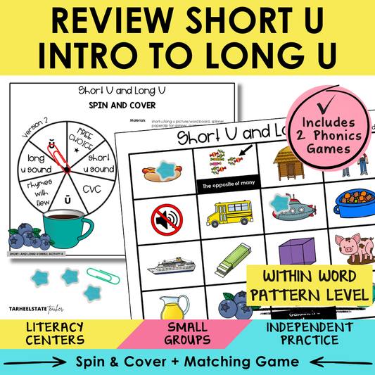 Review Short U & Intro to Long U Sort 4 Within Word Pattern Games cover