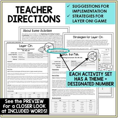 Teacher directions and suggestions for implementation, KN, WR, and GN