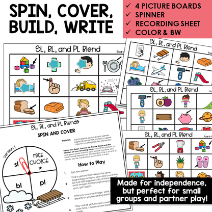 Spin and Cover picture boards and spinner for blends SL, BL, and PL