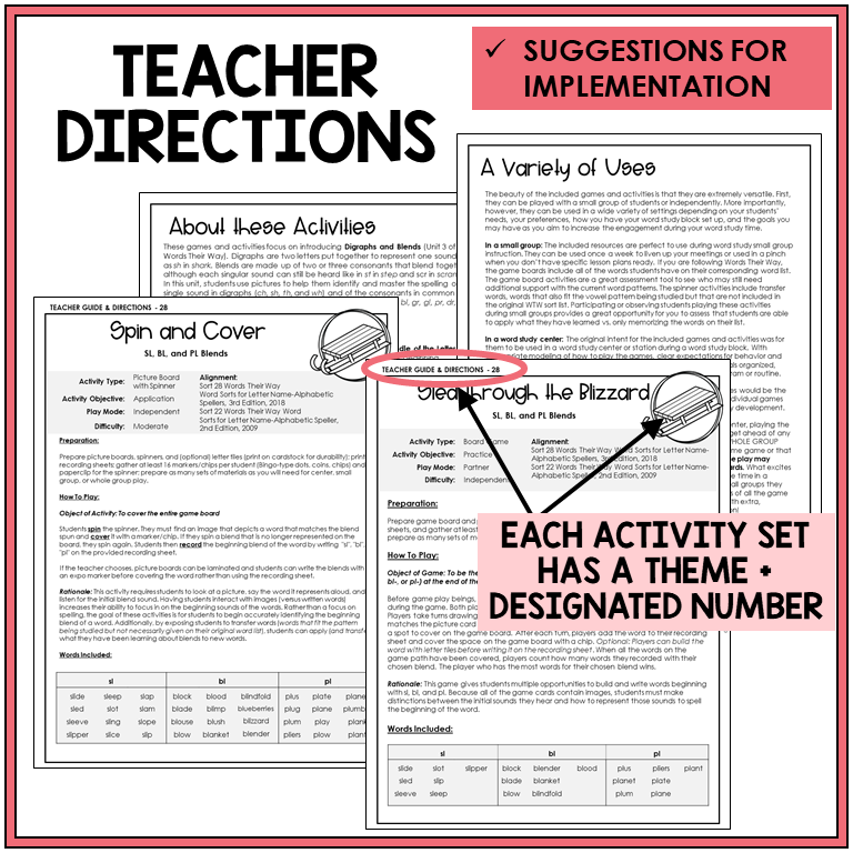 Teacher directions and ideas for extending the picture boards