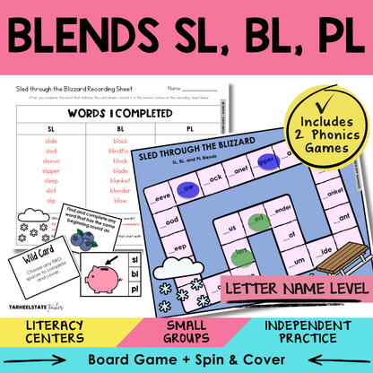Blends SL, BL, PL Sort 28 Letter Name Games cover