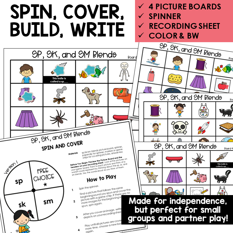 Spin and Cover picture boards and spinner for blends SP, SK, and SM