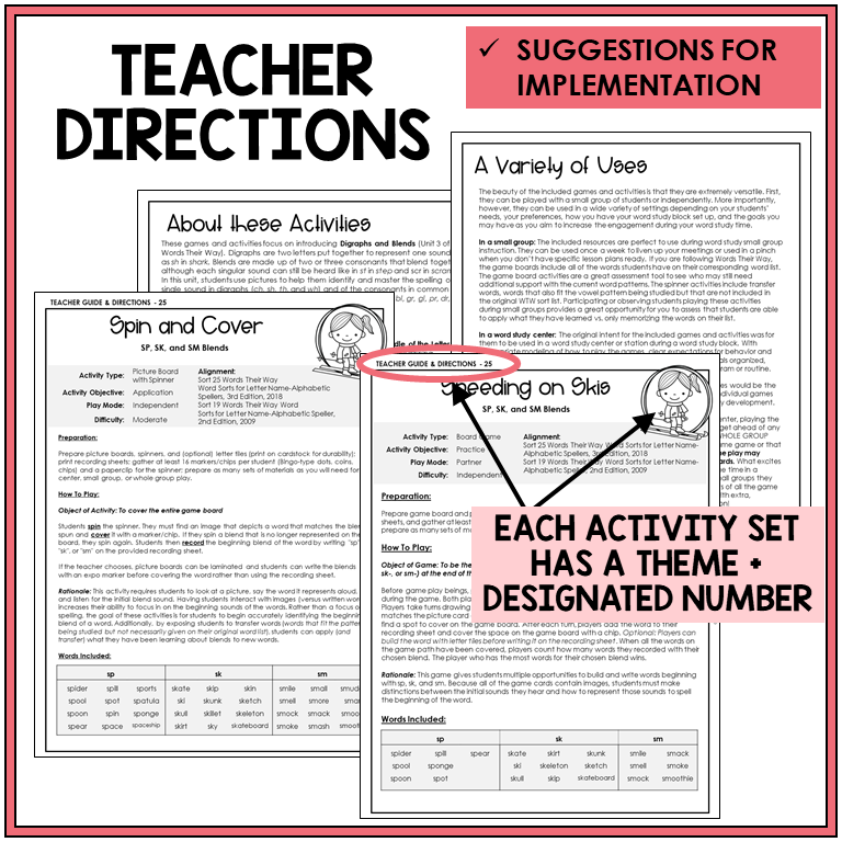 Teacher directions and ideas for extending the picture boards