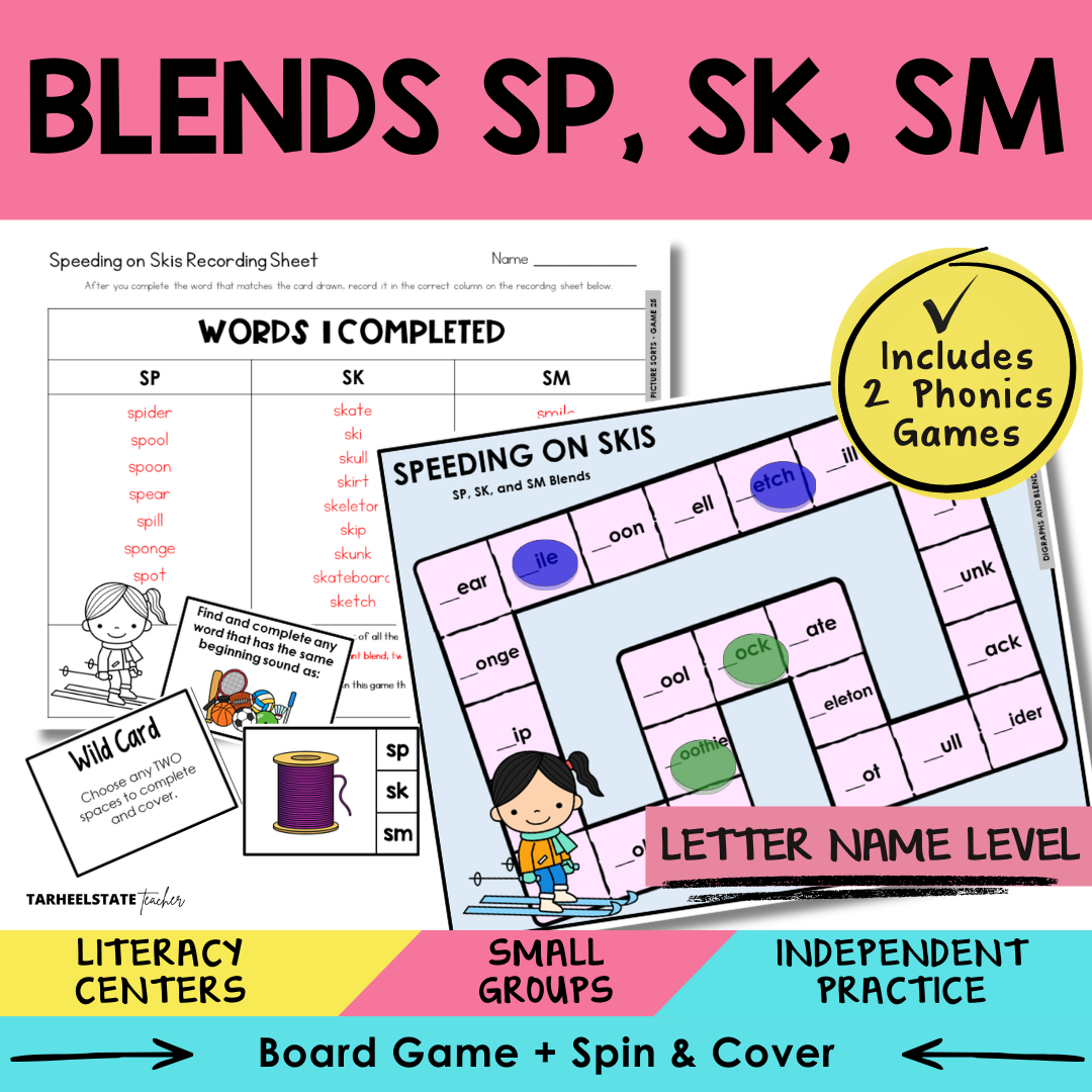 Blends SP, SK, SM Sort 25 Letter Name Games cover