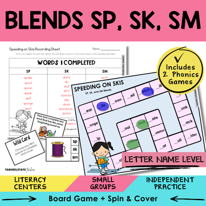 Blends SP, SK, SM Sort 25 Letter Name Games cover
