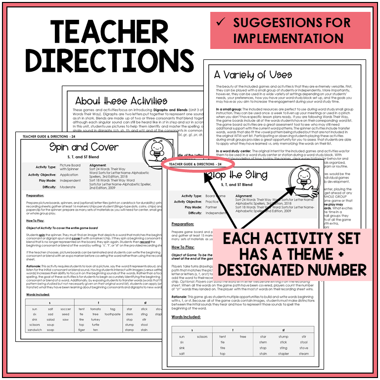 Teacher directions and ideas for extending the picture boards