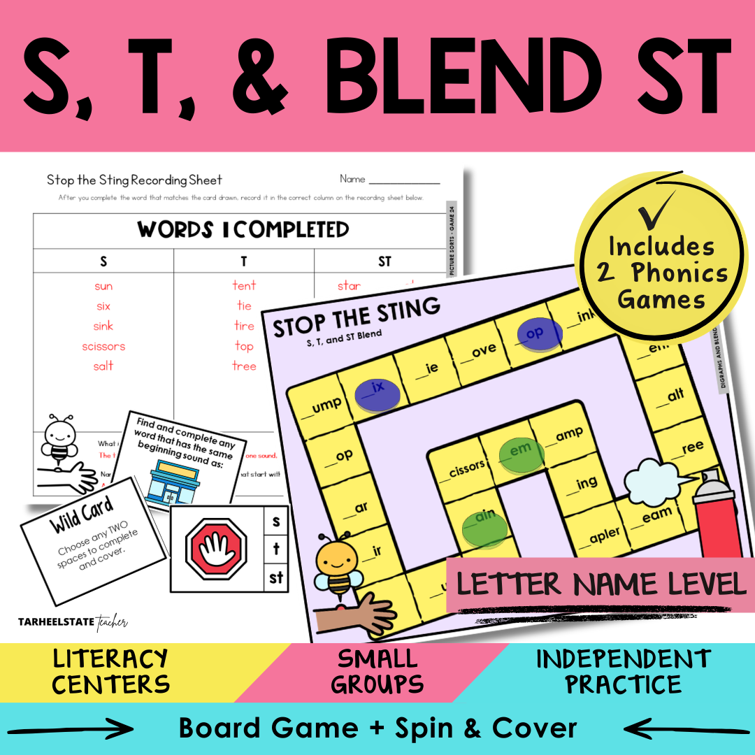 S, T, & Blend ST Sort 24 Letter Name Games cover