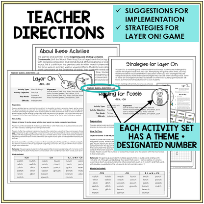 Teacher directions for -TCH and -CH games