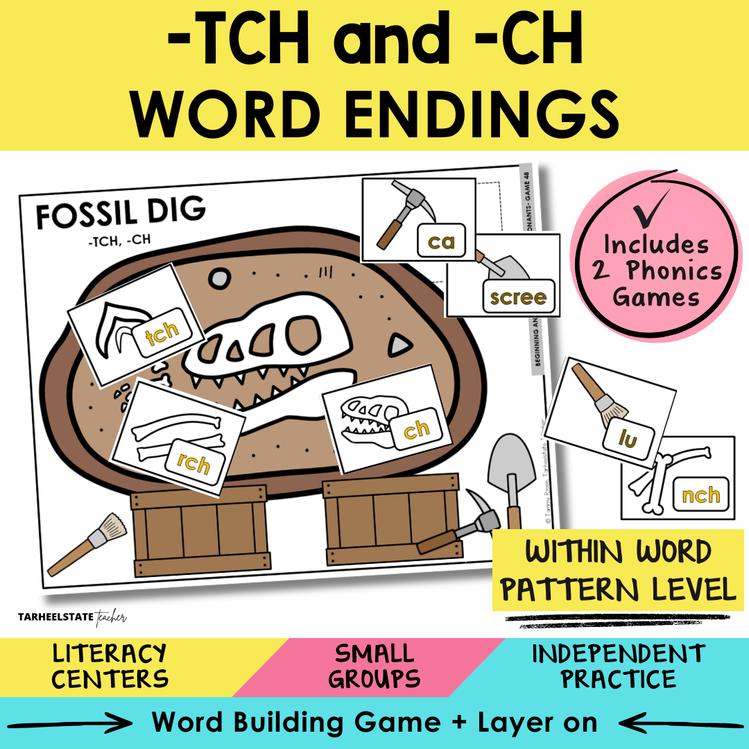 -TCH and -CH Word Endings Sort 48 Within Word Pattern Games cover