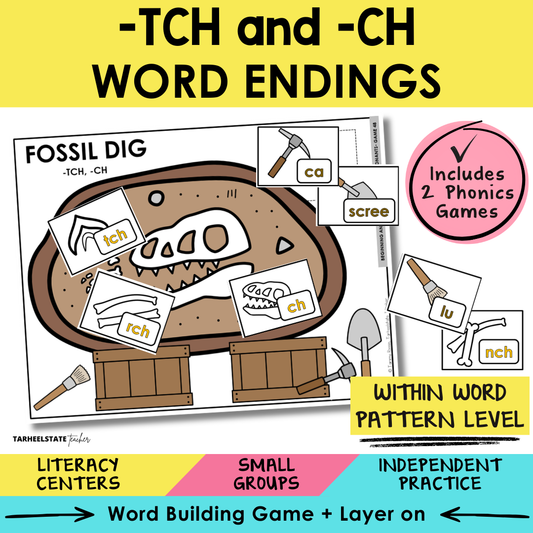 -TCH and -CH Word Endings Sort 48 Within Word Pattern Games cover