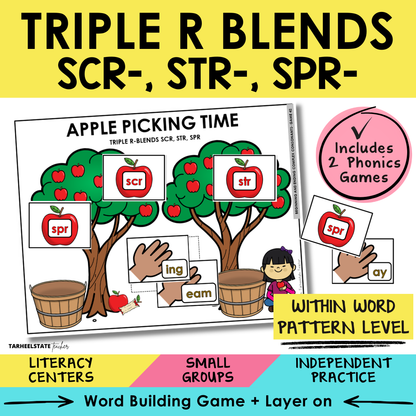 Triple R Blends SCR-, STR-, SPR- Sort 42 Within Word Pattern Games cover
