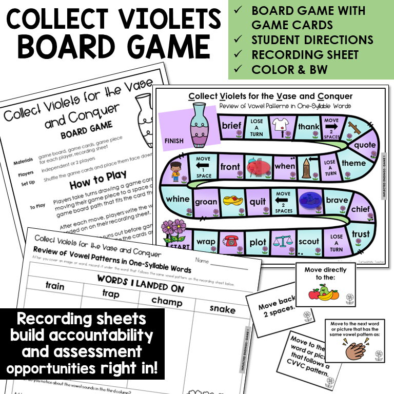 Collect Violets for the Vase and Conquer board game with recording sheet